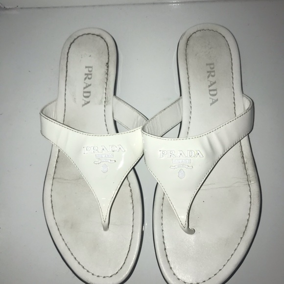 Prada Patent Logo Thong Sandals - Picture 2 of 5